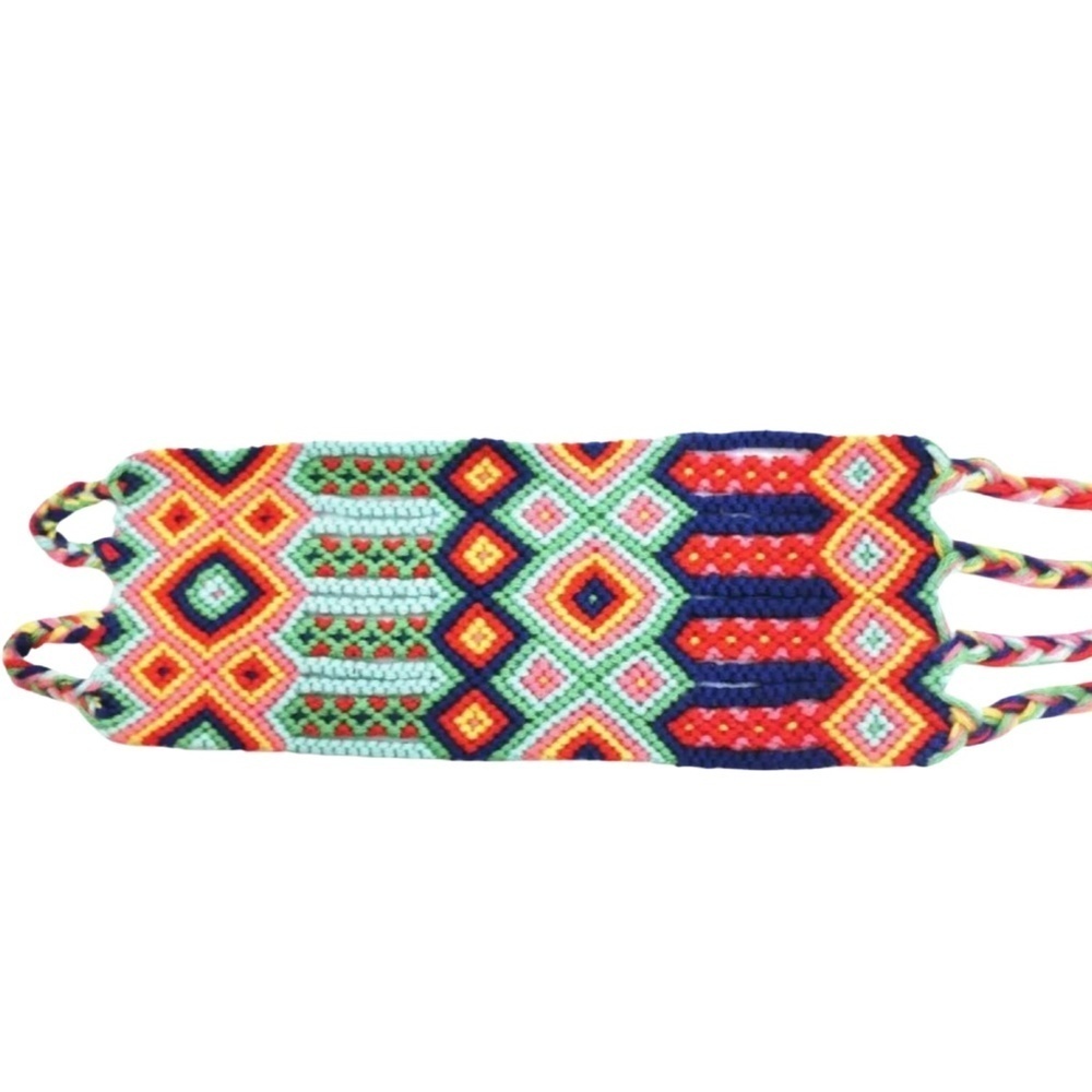 Handwoven Boho Friendship Bracelet – Multicolor Geometric Design – 6.1" x 2.24"